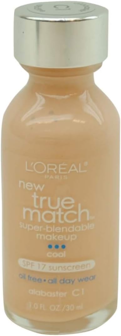 L'Oreal Paris True Match Alabaster C1 foundation bottle showing shade details
