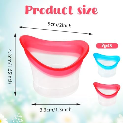 Ergonomic blue and pink silicone eye bath cups for gentle cleansing