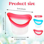 Ergonomic blue and pink silicone eye bath cups for gentle cleansing