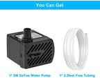 DaToo aquarium water pump packaged box view indicating specifications and 50GPH power capacity.