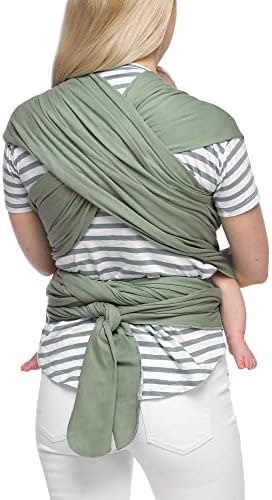 Adjustable infant sling wrap packaging displaying ergonomic newborn hug hold instructions