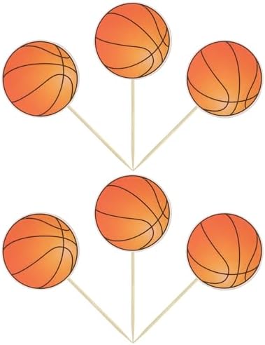 Basketball themed cupcake toppers inserted in party dessert