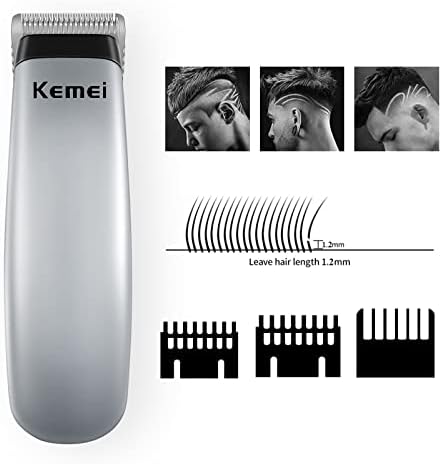 Kemei mini hair trimmer close up view of the high carbon stainless steel grooming blades