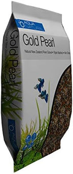 Aqua Natural Gold Pearl river pebbles in glass container
