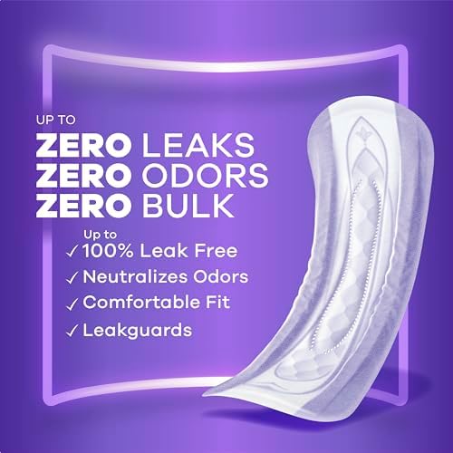 Always Discreet 54 count long length postpartum pads imported packaging details
