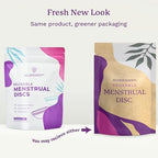 EcoBlossom medical grade silicone period discs in magenta and cyan colors.