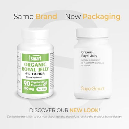Supersmart 90 vegetarian capsules organic royal jelly nutrition facts label