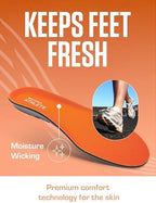Bottom view showing the technical placement of shock absorbing gel drops in Sof Sole performance insoles.