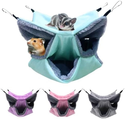 LYART three layer rat bedding showing the mint and grey plush layers