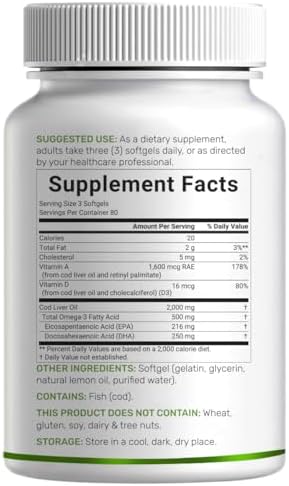 Deal Supplement Cod Liver Oil softgels close up view