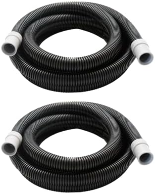 Two pieces of black aquarium filter tubing with connectors