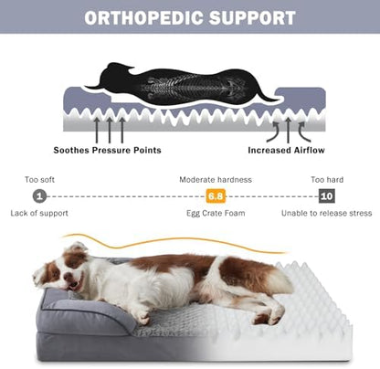 INVENHO Orthopedic Dog Beds Large Sized, XL Washable Dog Sofa with Egg-Crate Foam, Waterproof Lining and Non-Skid Bottom - Image 3