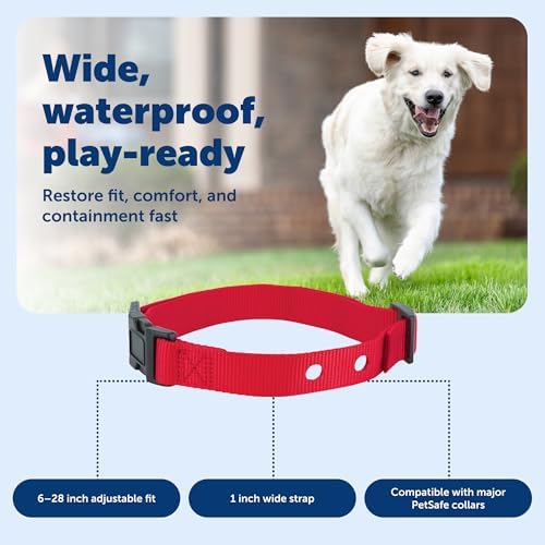 Durable nylon red collar strap for dog containment systems