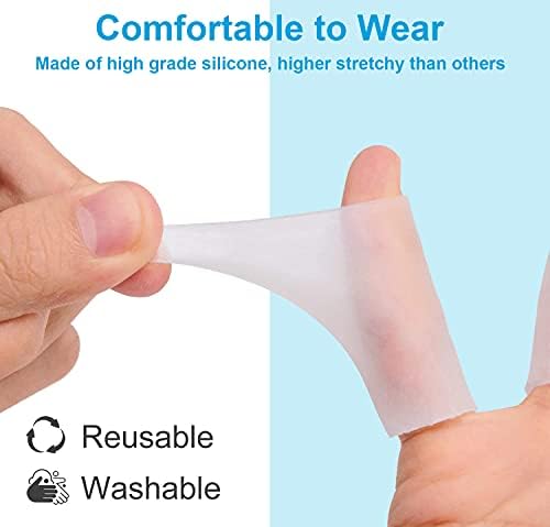 Flexible gel finger cots applied on hand to protect against basketball and sports injuries.