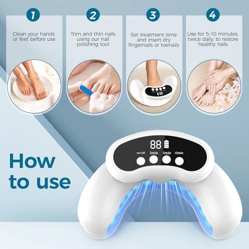Rechargeable blue light therapy device for toenail fungus removal