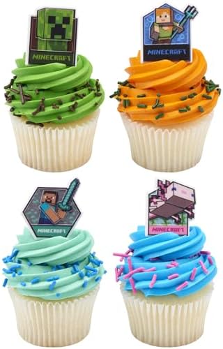Minecraft themed dessert table with DecoPac rings