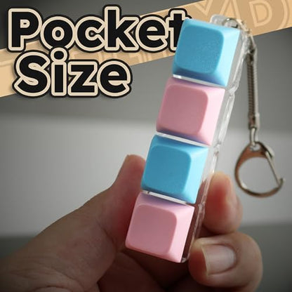 TGIFXD anti anxiety keyboard keychain collection displaying the full assortment of multi colored keycaps on transparent housings