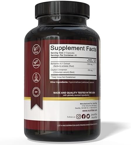 NutriFlair Berberine supplement facts label 1450mg