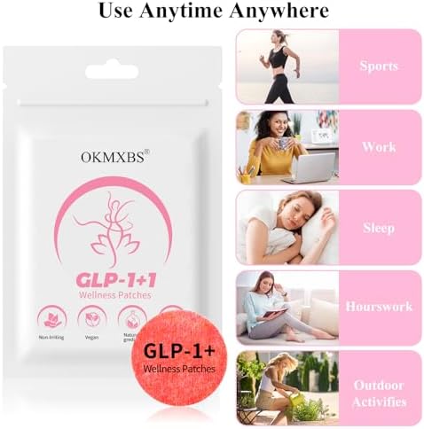 OKMXBS imported USA wellness patches sheet showing individual round skin patches.