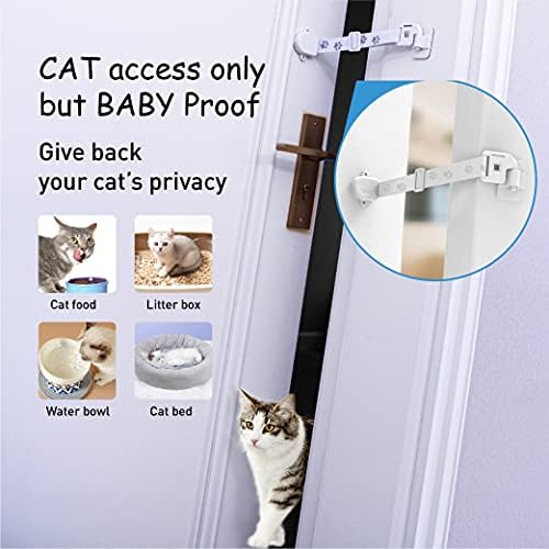 Side angle of a child safe door lock creating a narrow gap for pet access while preventing a toddler from entering.