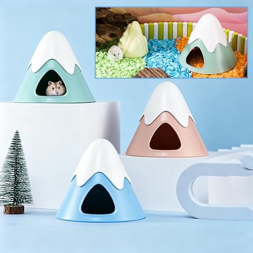 Hamster Hideout, Snowy Mountain Shape Hamster Hide House,Cute Small Animal Habitat Hideaway Hut for Syrian Hamsters, Mice, Gerbils, Rats (Blue) - Image 6