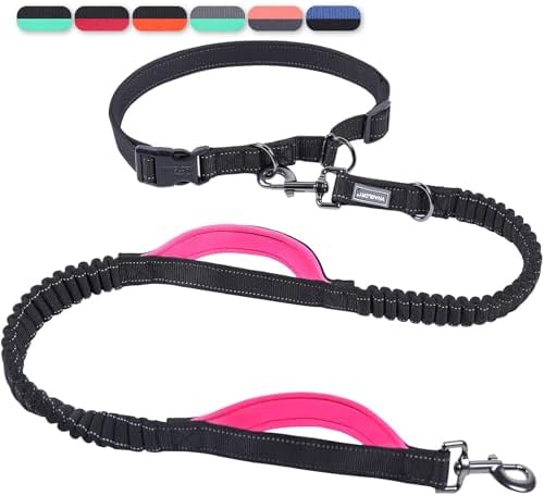 Vivaglory dog running leash with adjustable waist belt