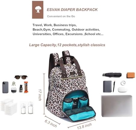 Esvan multifunctional baby essentials bag interior storage layout