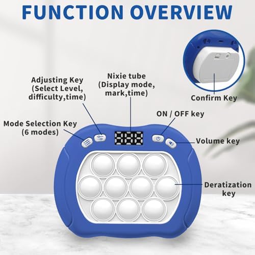 Pop Game Light Up Fidget Toy for Kids, 6 Modes LED Screen Quick Push Games Controller Electric Fidget Popper Game Bubble Road Trip Activities Car Games Birthday Gifts Toys for Kids Boys Blue - Image 7