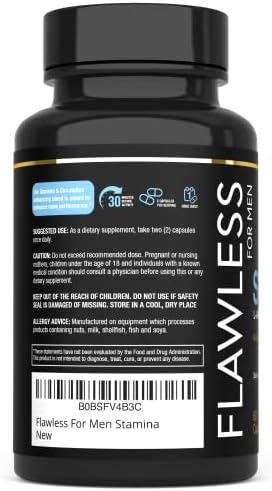 Flawless For Men Stamina bottle showing USA GMP certification seal