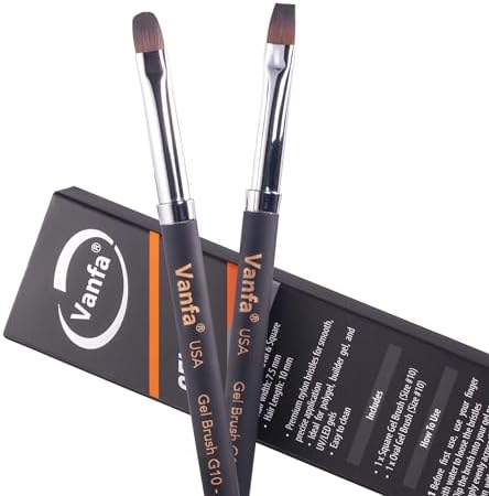 Vanfa gel nail brush set front view with oval and square heads