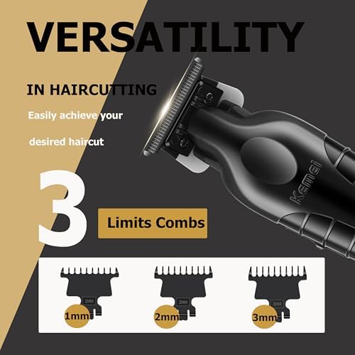 Side view of the lightweight Kemei 2299 barber clippers highlighting the power switch and USB charging port.