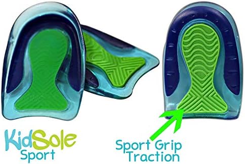 KidSole lightweight heel cups placed inside a child's athletic sneaker.