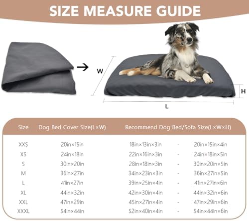 Panabana 24x18 inch grey dog bed cover fitted over a standard pet mattress