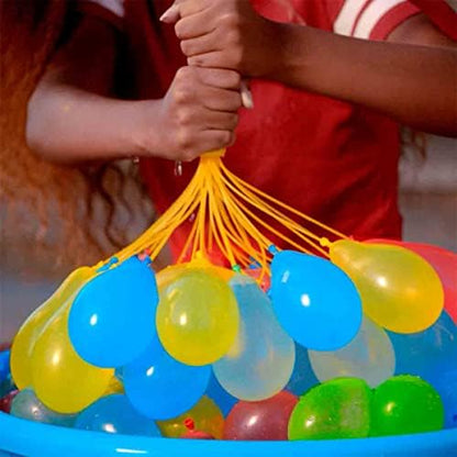 Eco friendly recycled plastic stems holding natural rubber balloons before outdoor play.