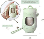 Moodie portable teddy bear waste bag holder attached to silicone strap