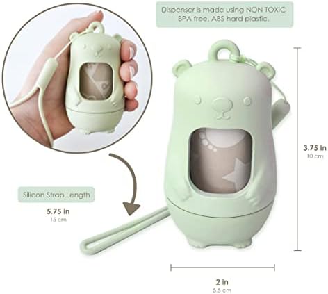 Moodie portable teddy bear waste bag holder attached to silicone strap