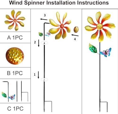 Garden patio decor featuring Senflame floral wind spinner