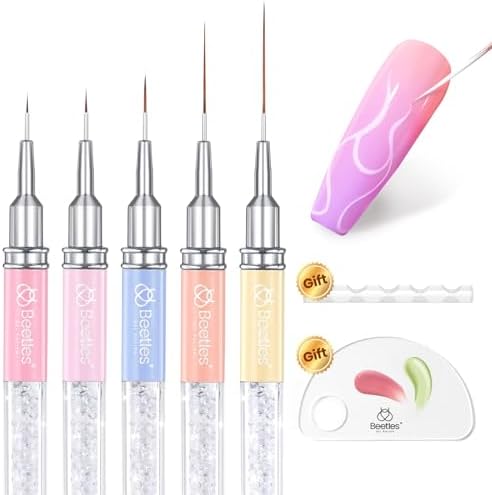 Beetles gel polish nail art liner brushes 5 piece set front view