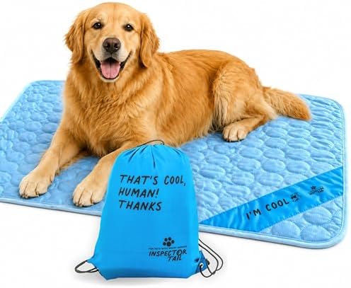 Inspector Tail large dog cooling pad used inside a metal pet crate