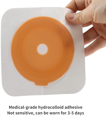Steawoce 15mm to 57mm customizable ostomy base plate application side with protective film layer.