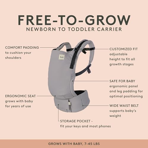Tula ergonomic baby carrier in black showing the adjustable waistband and padded shoulder straps.
