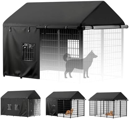 PawGiant 600D Oxford fabric pet crate tarp with side panels rolled up for summer ventilation
