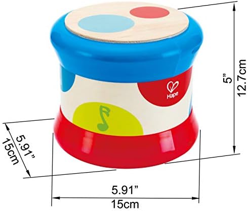 Hape multicolor percussion toy battery compartment and volume controls