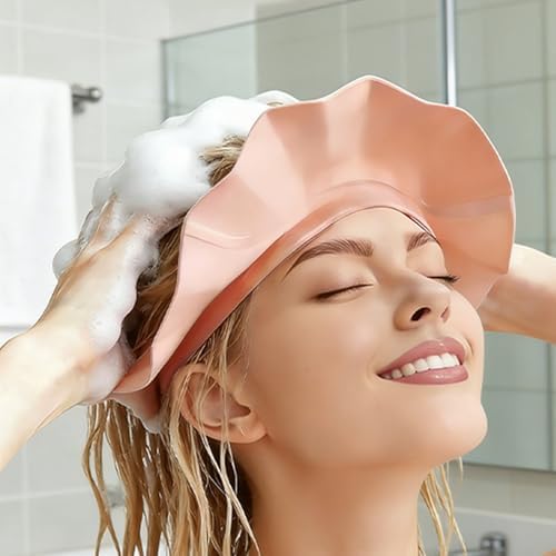 Lagnlnaoy hair washing hat laid flat showcasing its flexible stretchable design.