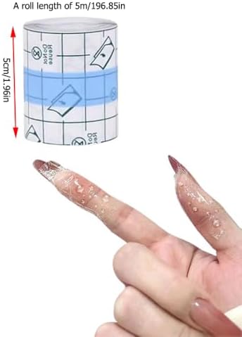 DeaHea waterproof adhesive tape being trimmed using the grid backing paper for exact sizing.