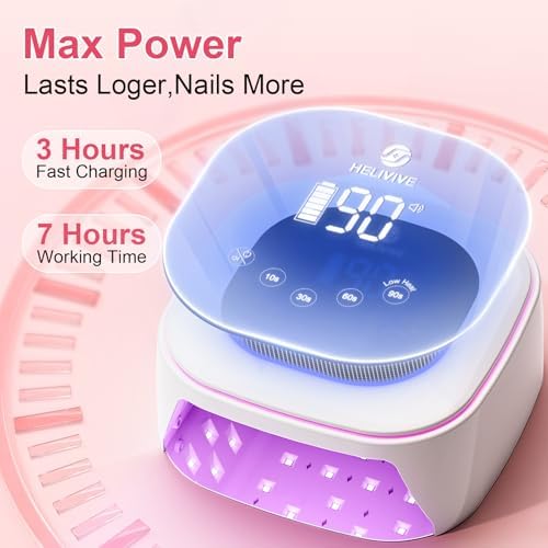 Side profile of Helivive 80W gel nail lamp for home use
