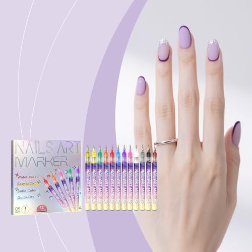 Skywork nail art pens set held in hand showing size