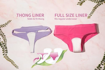 Side view of Organyc organic cotton panty liners packaging highlighting chemical free ingredients.