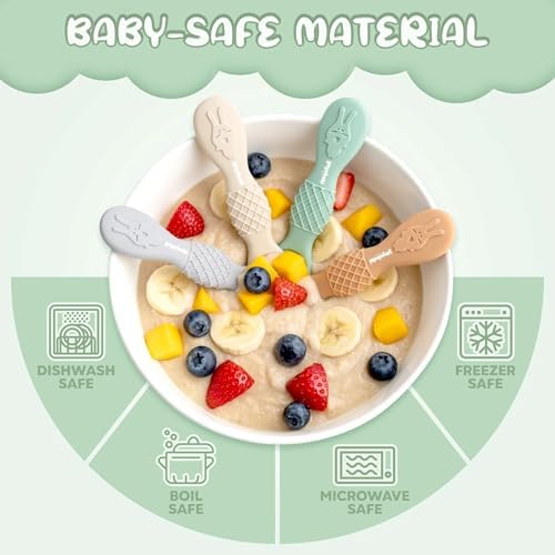 Dishwasher and sterilizer safe colorful baby spoons for daily solid feeding