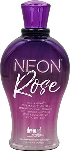 Back label and ingredients view of Devoted Creations Neon Rose natural bronzer lotion.